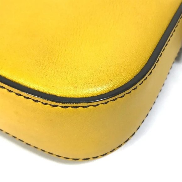 AUTHENTIC FENDI FF Mamma Baguette Bag 2WAY Hand Bag Leather yellow - Picture 11 of 15